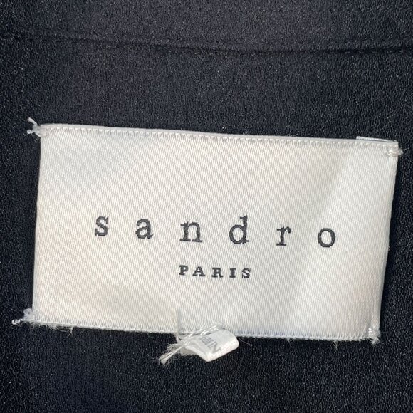 Sandro Womens Medium Black Button Up Shirt Long Sleeve Blouse Top - Picture 3 of 11